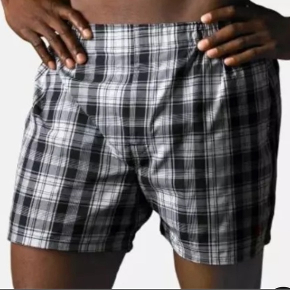 2pk ENUINE RALPH LAUREN POLO US 52  BIG & TALL BLACK GRAY WOVEN COTTON BOXERS - Picture 2 of 5